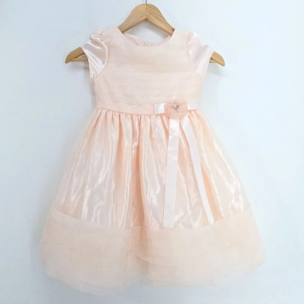 Katie M. Peach Blush Chiffon Satin Tiered Formal Dress Girls Size 6